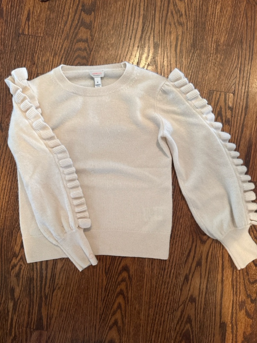 Girls Cream Ruffle-Trim Sweater
